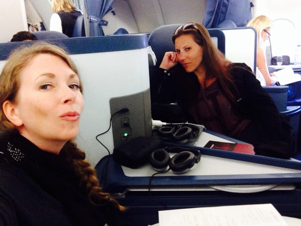 Meg & I enjoying our 1st class/business class seats. Soooo nice!